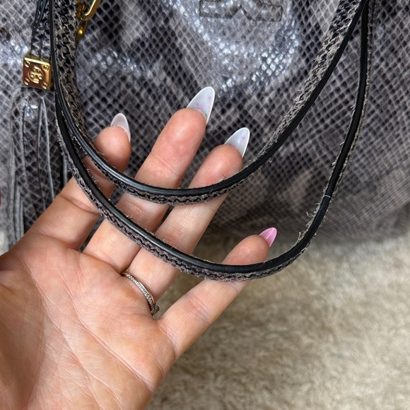 Tory Burch Thea Gray Snake Embossed Tote - Picture 4 of 16